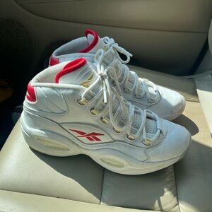 White and Red High-Top Sneakers